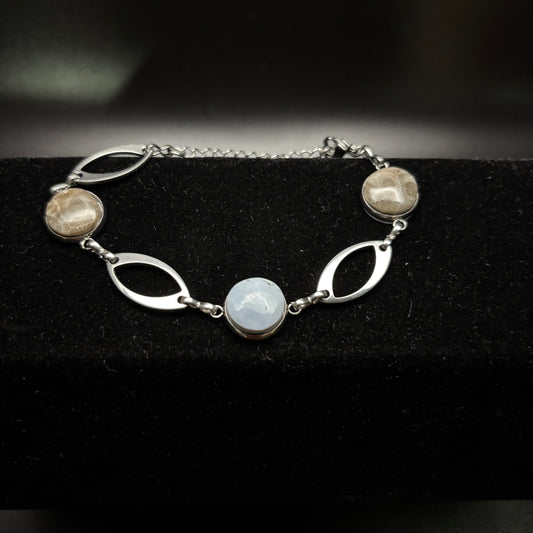 Petoskey Stone and Leland Blue Bracelet