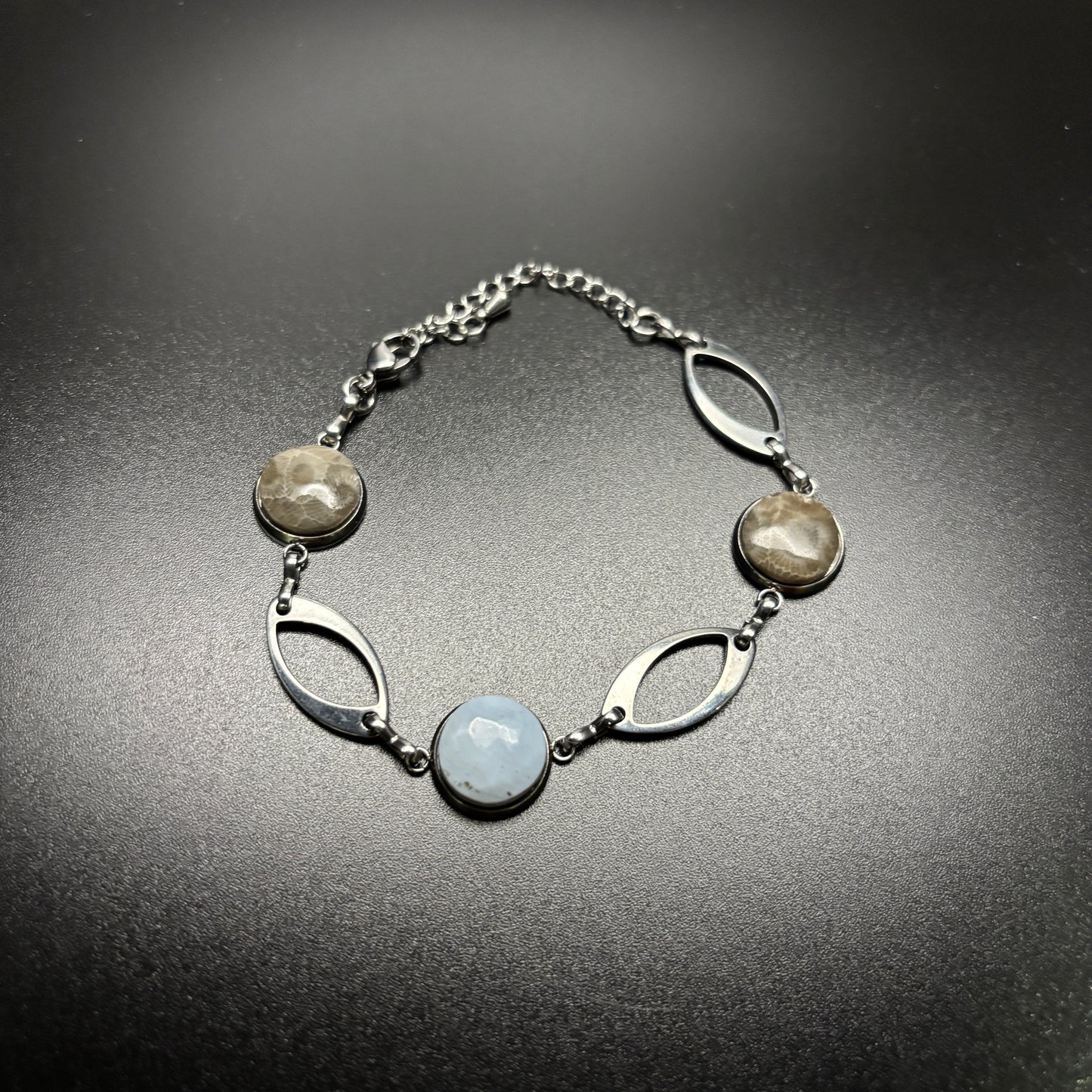 Petoskey Stone and Leland Blue Bracelet