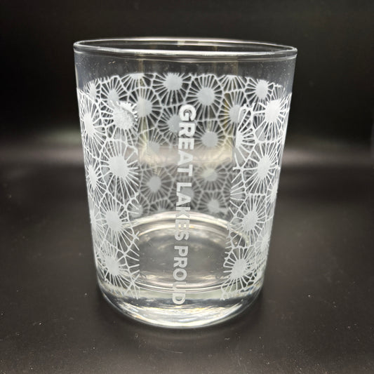Petoskey Stone Pattern "Great Lakes Proud" Rocks Glass