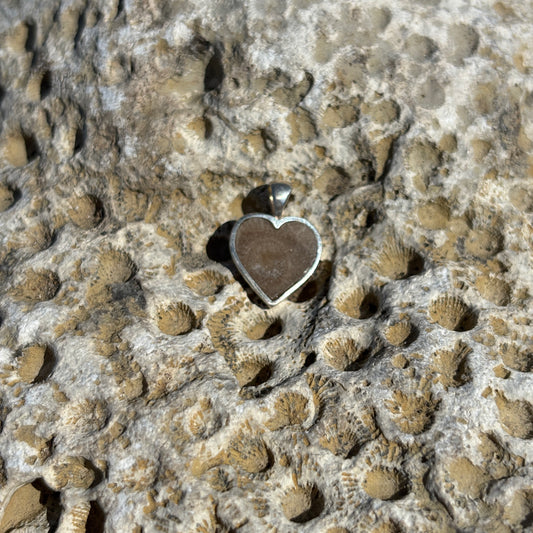 Petoskey Stone Sterling Silver Heart Pendant