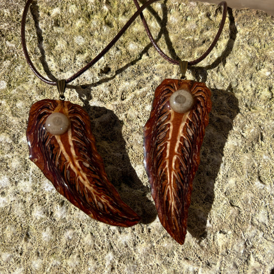 Pinecone Necklace with Petoskey Stone