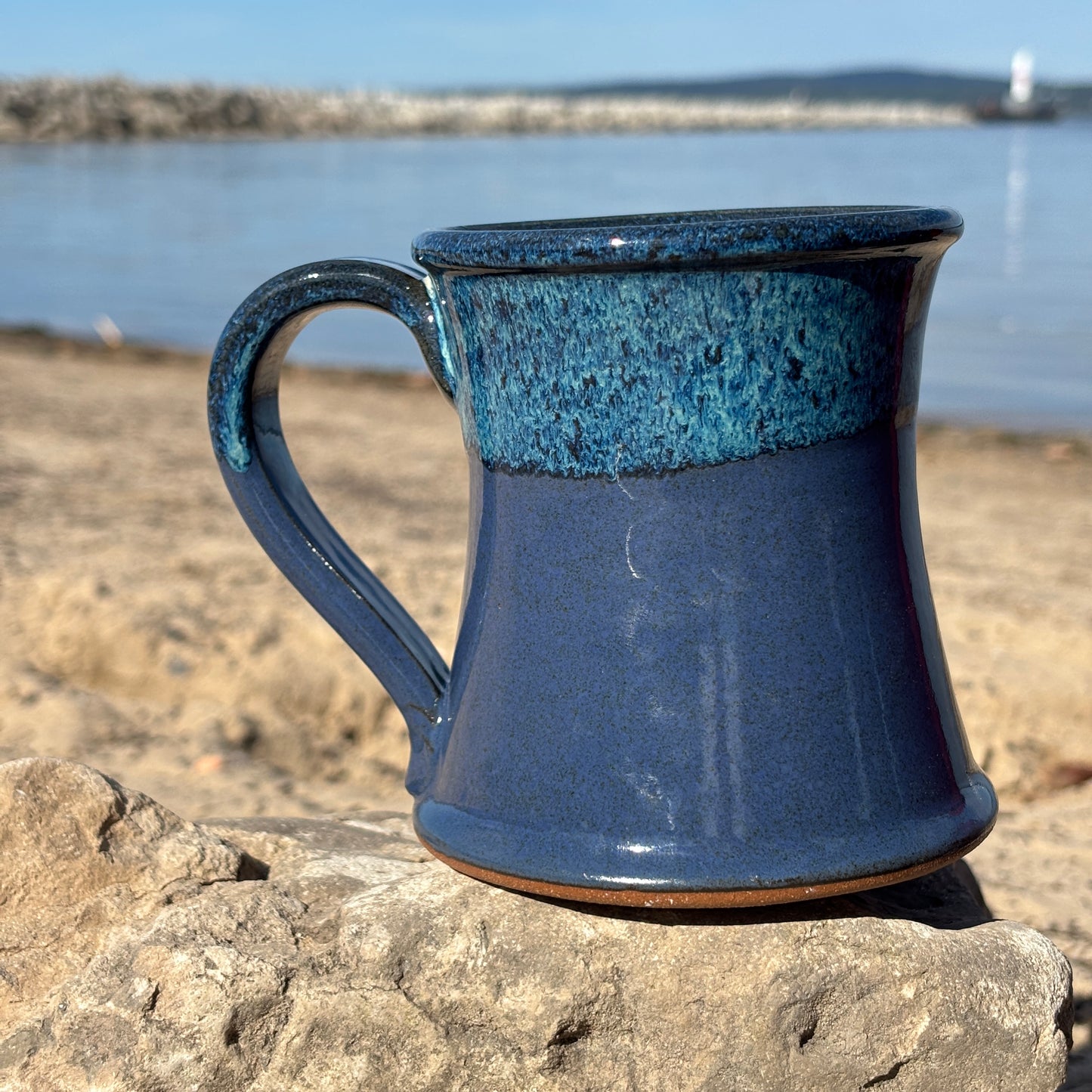 Petoskey Stone Medallion Mug in Lake Michigan Blue
