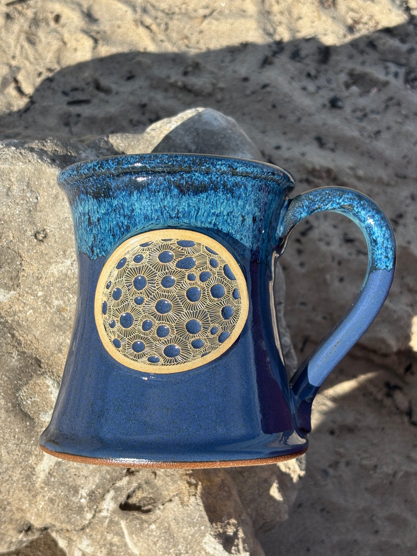 Petoskey Stone Medallion Mug in Lake Michigan Blue