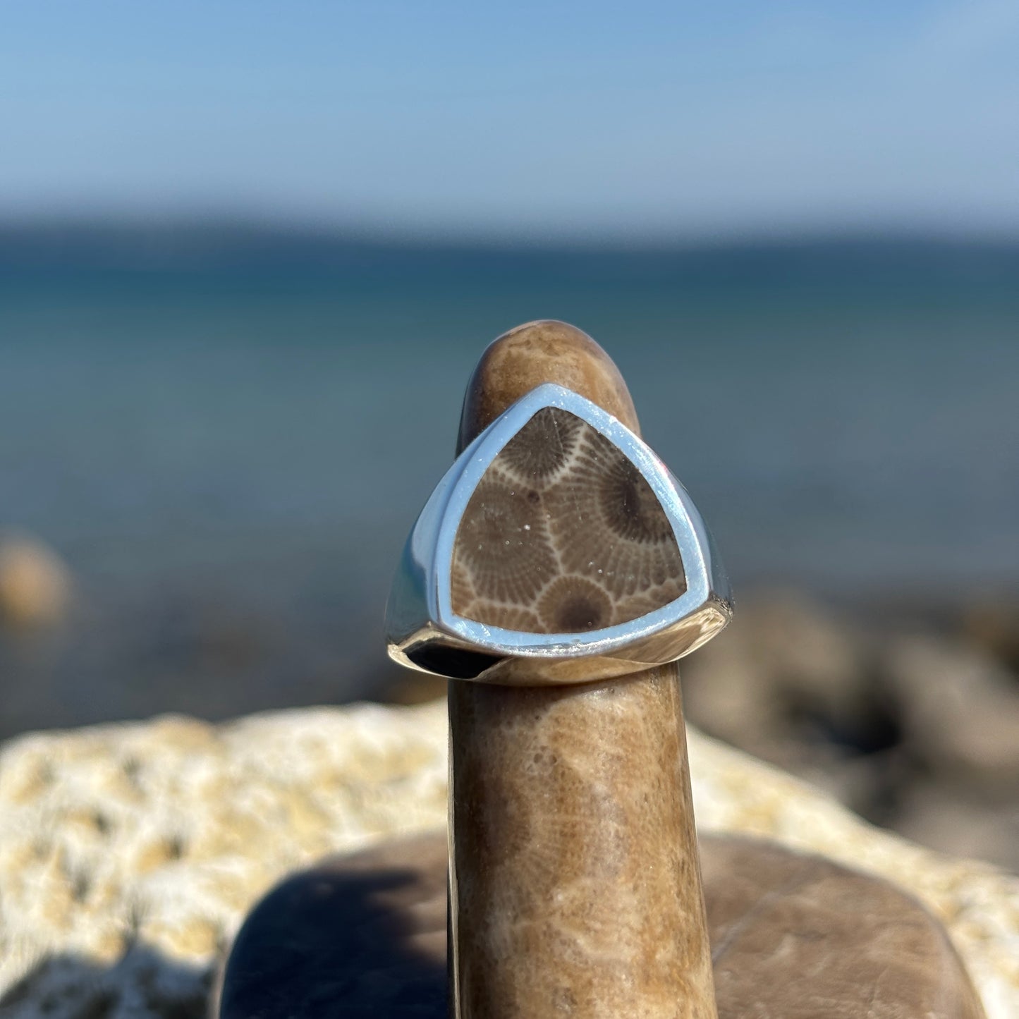 Men's Petoskey Stone Sterling Silver Rings