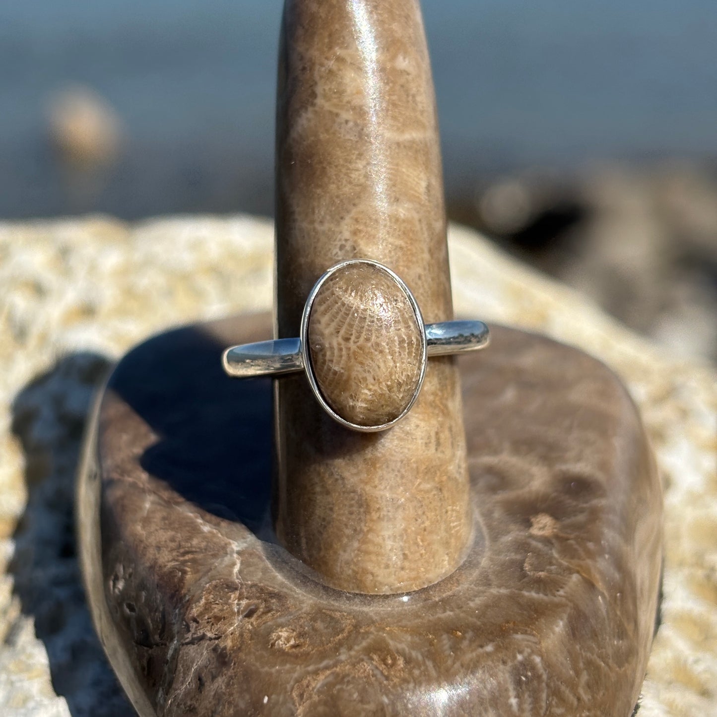 Petoskey Stone Sterling Silver Ring