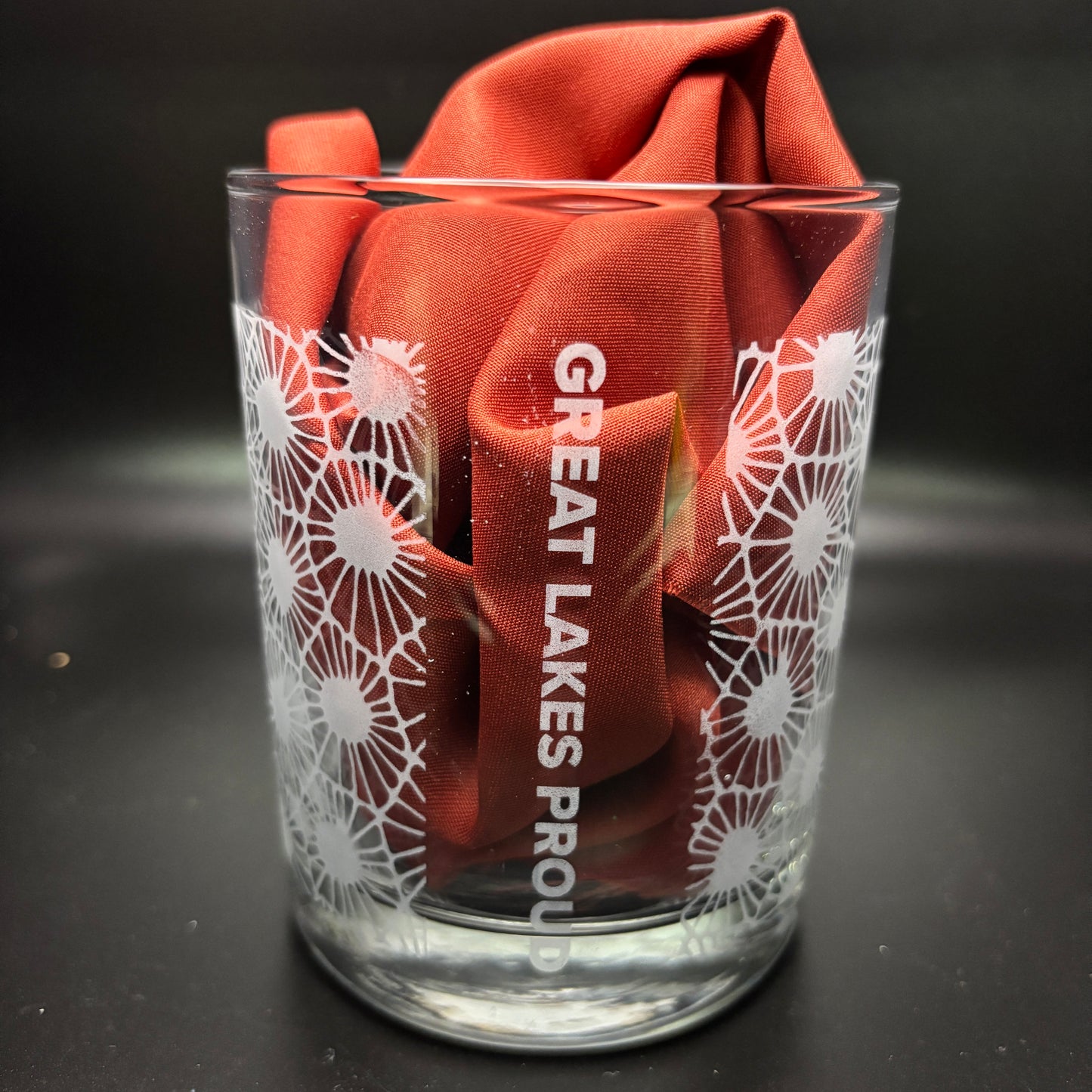 Petoskey Stone Pattern "Great Lakes Proud" Rocks Glass