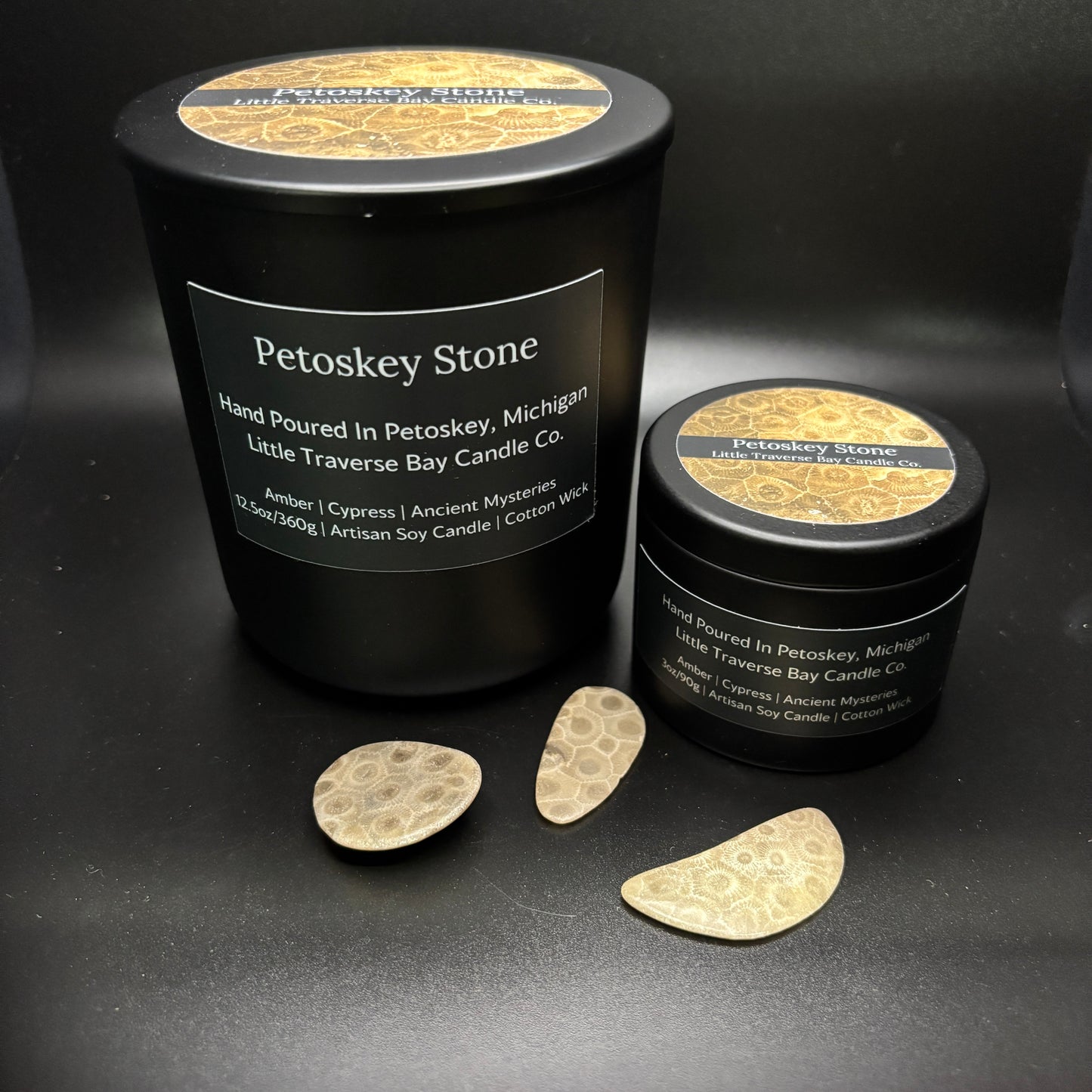 Petoskey Stone Embedded Candle