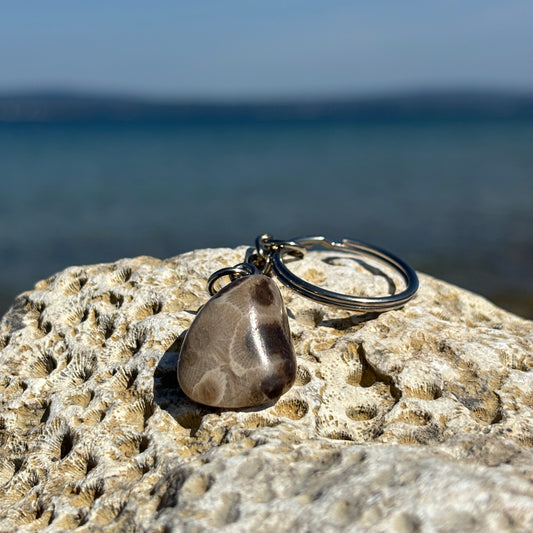 Polished Petoskey Stone Keychain