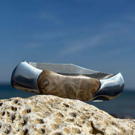 71 Layer Damascus Petoskey Stone 2" Knife