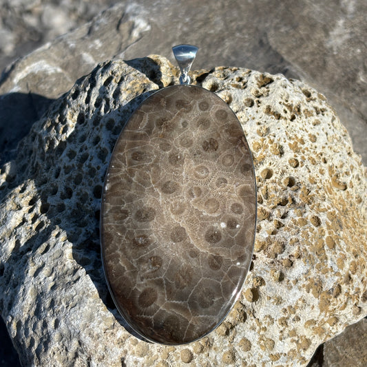 XL Petoskey Stone Necklace Pendant