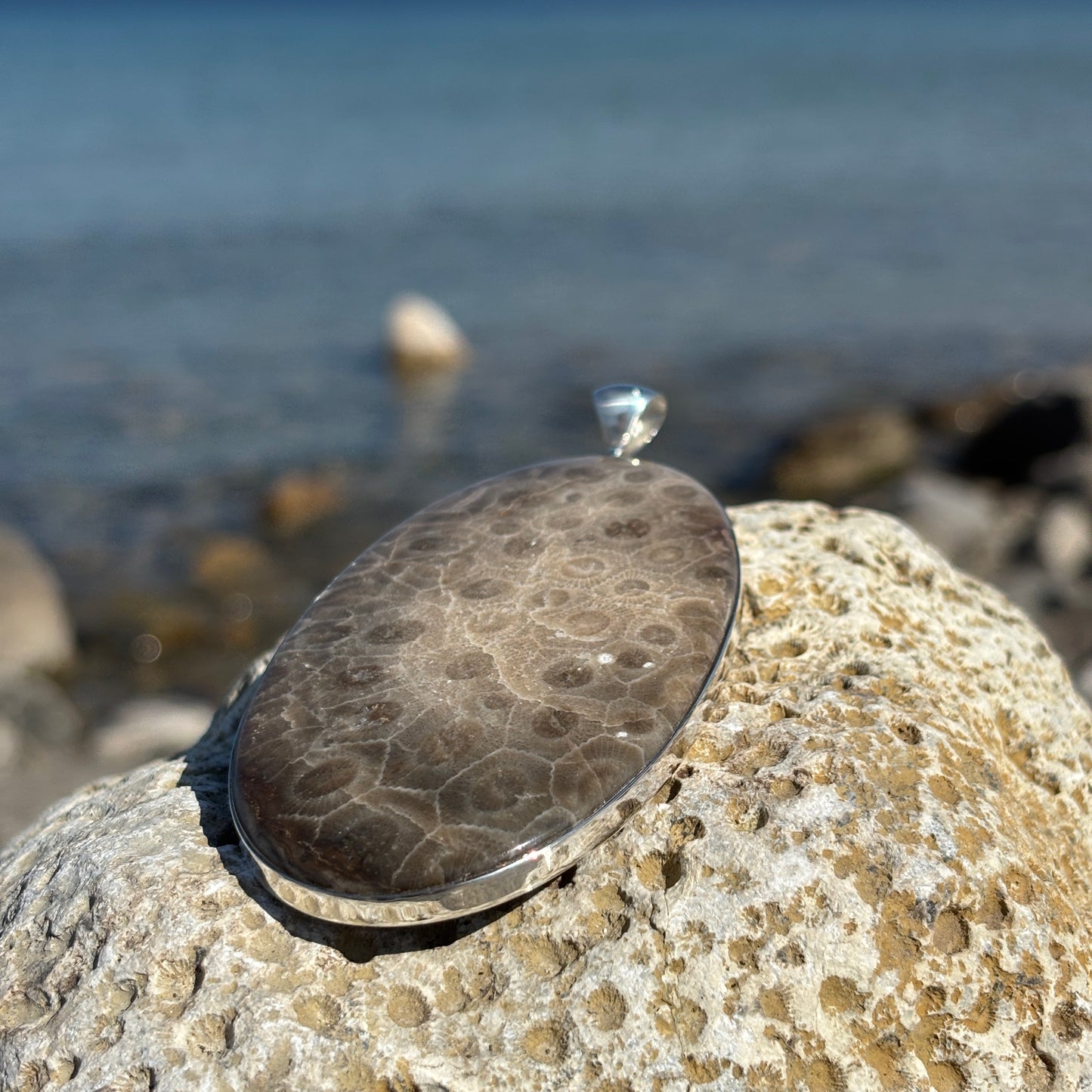 XL Petoskey Stone Necklace Pendant