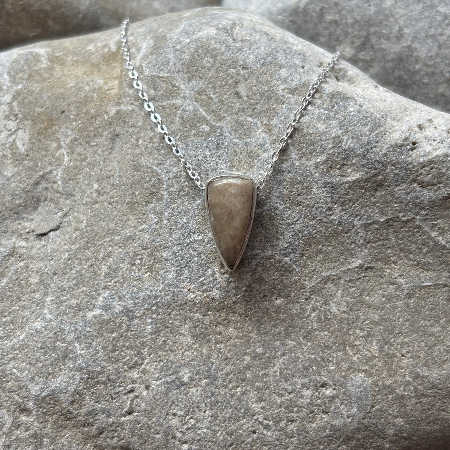 Sliding Petoskey Stone Necklace with Sterling Silver