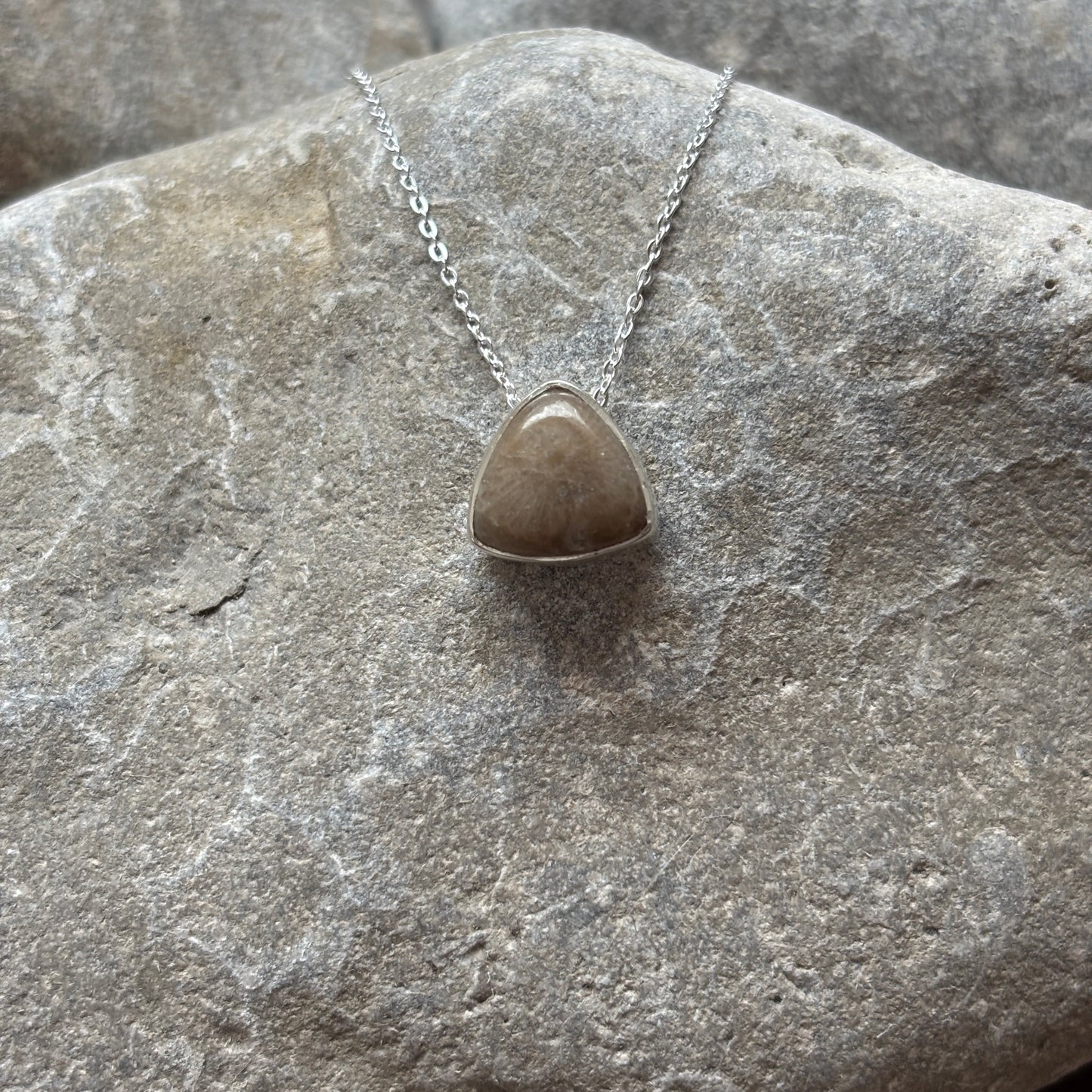 Sliding Petoskey Stone Necklace with Sterling Silver