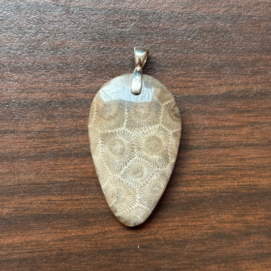 Petoskey Stone Pendant 25x40mm Tear Drop
