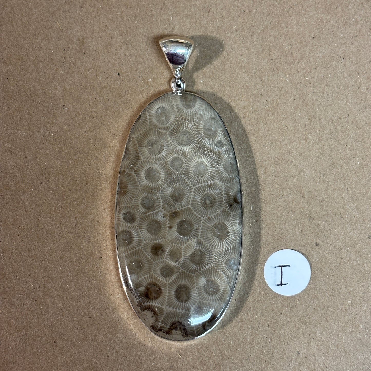 Petoskey Stone Necklace Pendant Encased in Sterling Silver Oval Shape