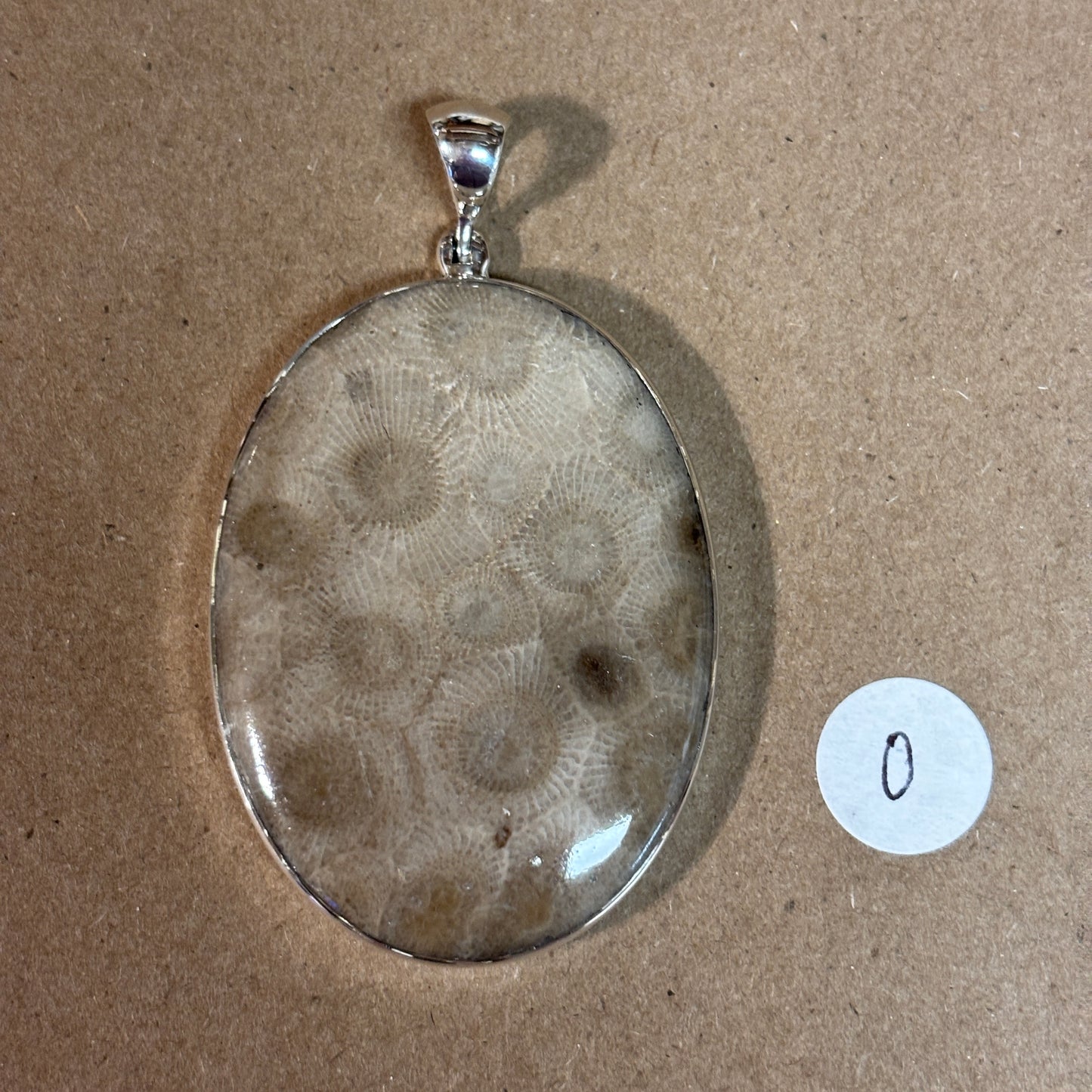 Petoskey Stone Necklace Pendant Encased in Sterling Silver Oval Shape