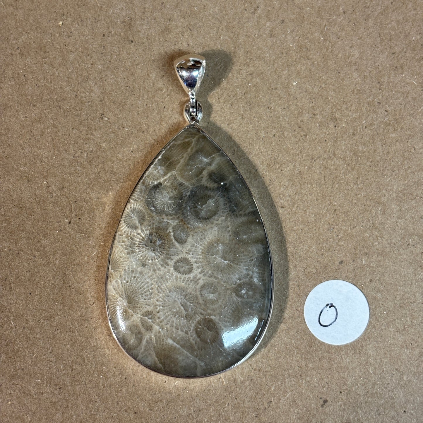Petoskey Stone Necklace Pendant Encased in Sterling Silver Teardrop Shape