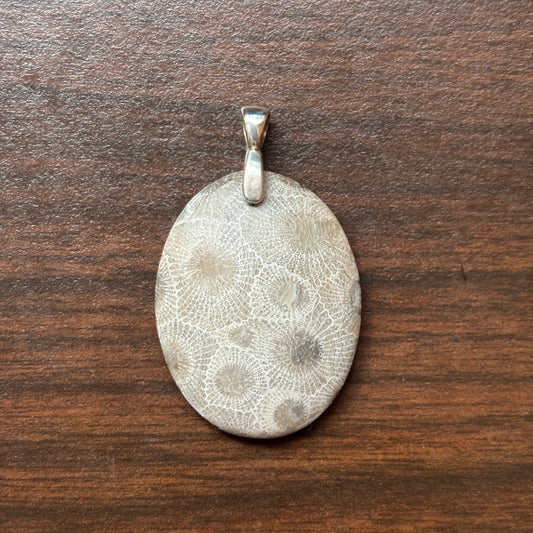 Petoskey Stone Pendant 25x35mm Oval