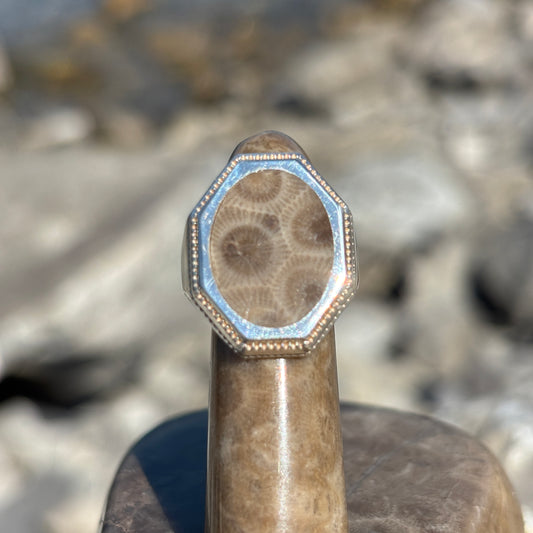Men's Petoskey Stone Sterling Silver Rings