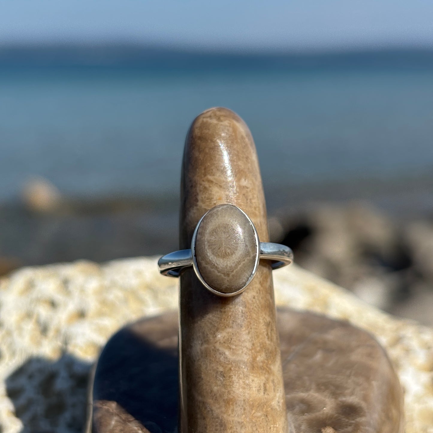 Petoskey Stone Sterling Silver Ring